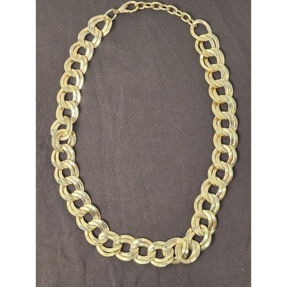 Vintage Chunky‎ Gold-Tone Chain Necklace With Lobster Claw Clasp - Picture 1 of 5